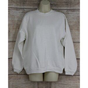 VINTAGE Tultex Womens Mens Sz Large Crew Neck Oversize Raglan Sweatshirt White